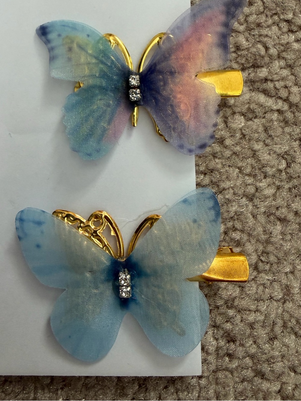 NWOT Aratta Silent Journey-Butterfly Hair Clips Set - Pastel Pink, Purple & Blue - Picture 3 of 14